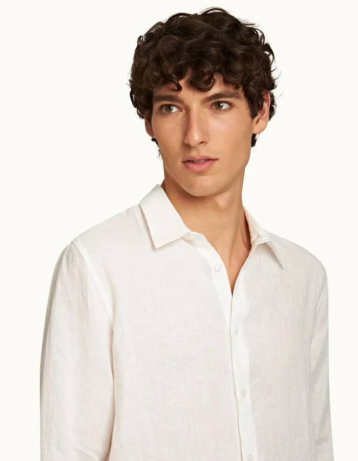 Orlebar Brown Shirts Men Justin Linen White