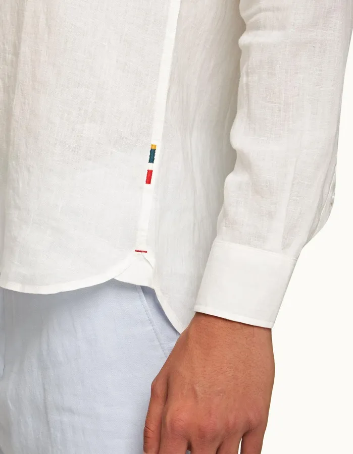 Orlebar Brown Shirts Men Justin Linen White