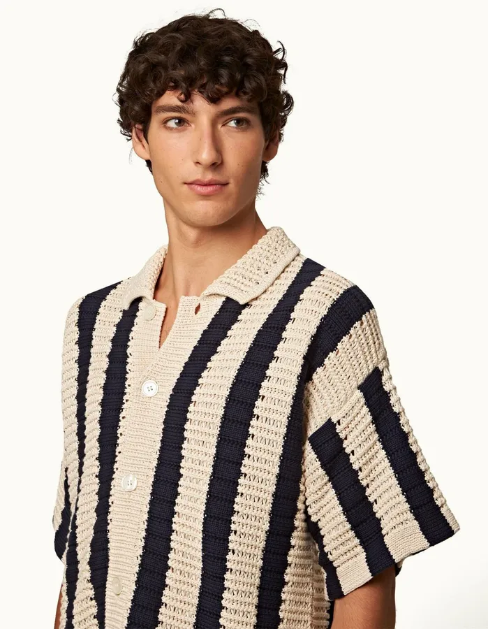 Orlebar Brown Shirts Men Thomas Crochet Night Iriscashew