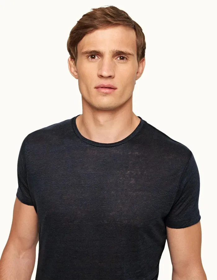 Orlebar Brown TShirts Men ObT Linen Navy