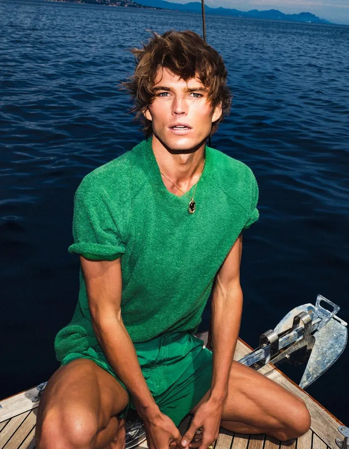 Orlebar Brown TShirts Men Roche Towelling Kale