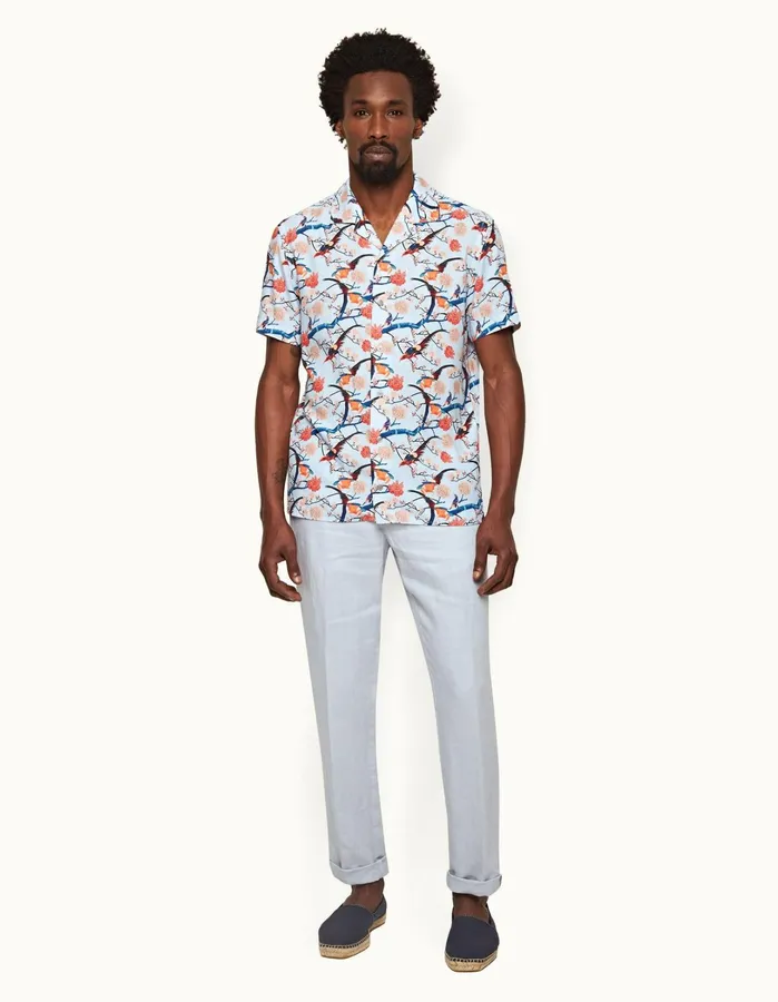 Orlebar Brown Trousers Men Griffon Linen Light Island Sky