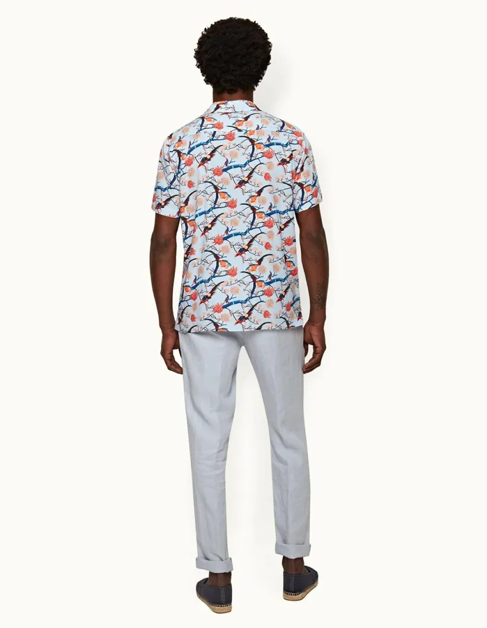 Orlebar Brown Trousers Men Griffon Linen Light Island Sky