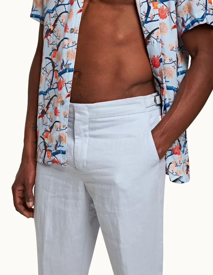 Orlebar Brown Trousers Men Griffon Linen Light Island Sky