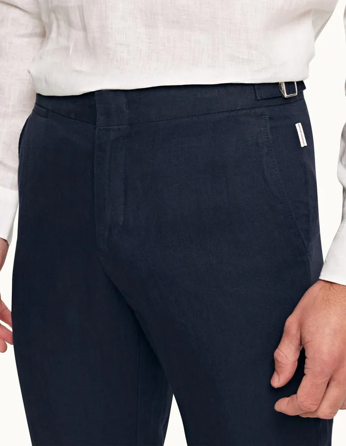 Orlebar Brown Trousers Men Griffon Linen Navy