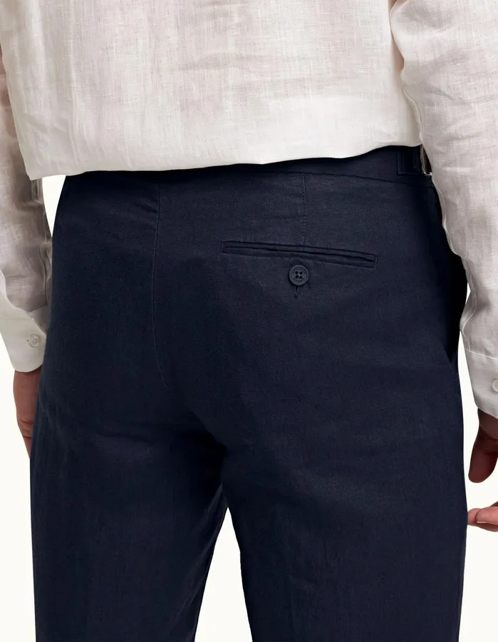 Orlebar Brown Trousers Men Griffon Linen Navy