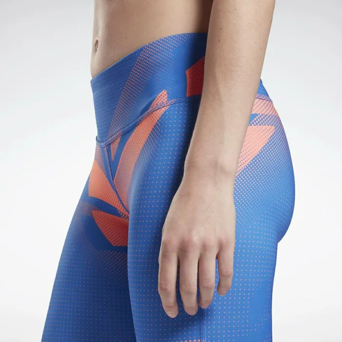 Pants and Sweatpants Womens Reebok MYT Printed Capri Tights Court Blue
