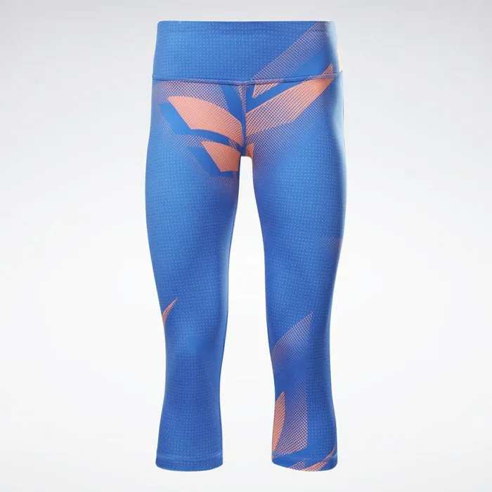 Pants and Sweatpants Womens Reebok MYT Printed Capri Tights Court Blue