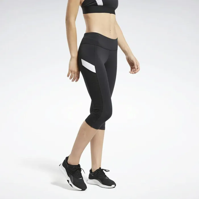 Pants and Sweatpants Womens Reebok Workout Ready Mesh Capri Tights Black