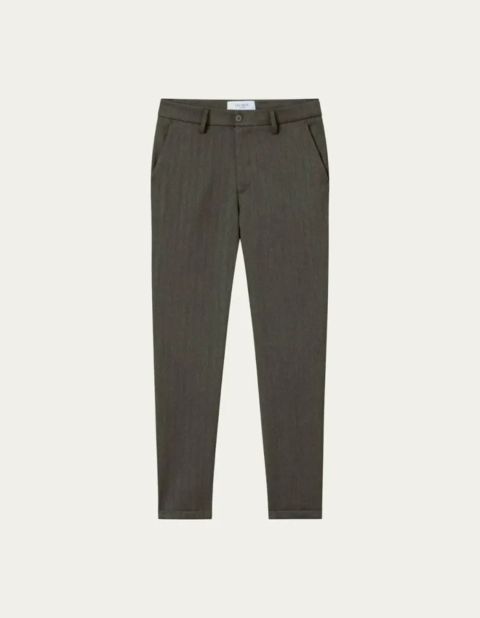 Pants Men Les Deux Como Reg Herringbone Suit Pants 8211 Olive NightDark Brown