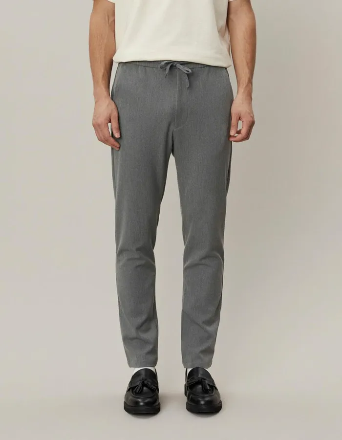 Pants Men Les Deux Como Tapered Drawstring Pants 8211 Grey Melange