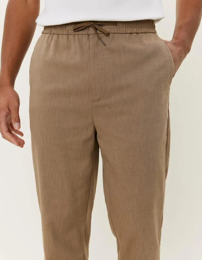 Pants Men Les Deux Como Tapered Slub Drawstring Pants 8211 Walnut
