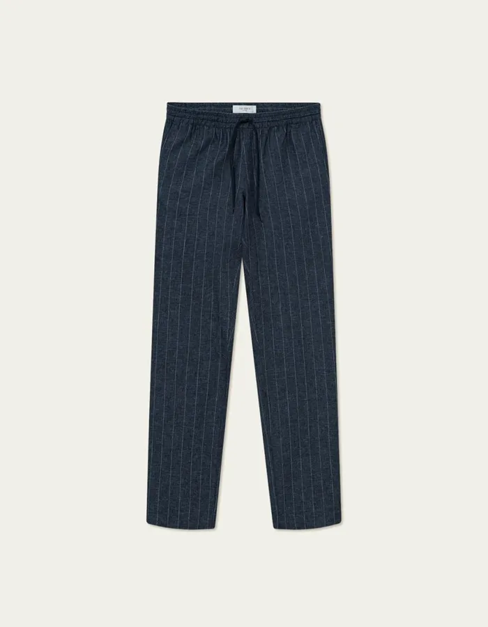 Pants Men Les Deux Patrick Linen Pants 8211 Dark NavyIvory