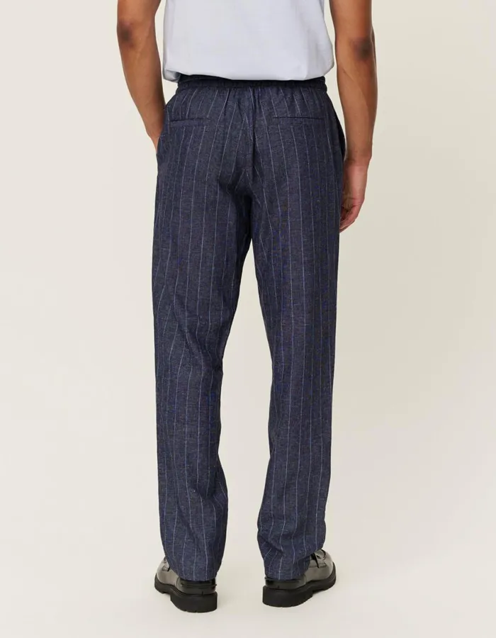Pants Men Les Deux Patrick Linen Pants 8211 Dark NavyIvory