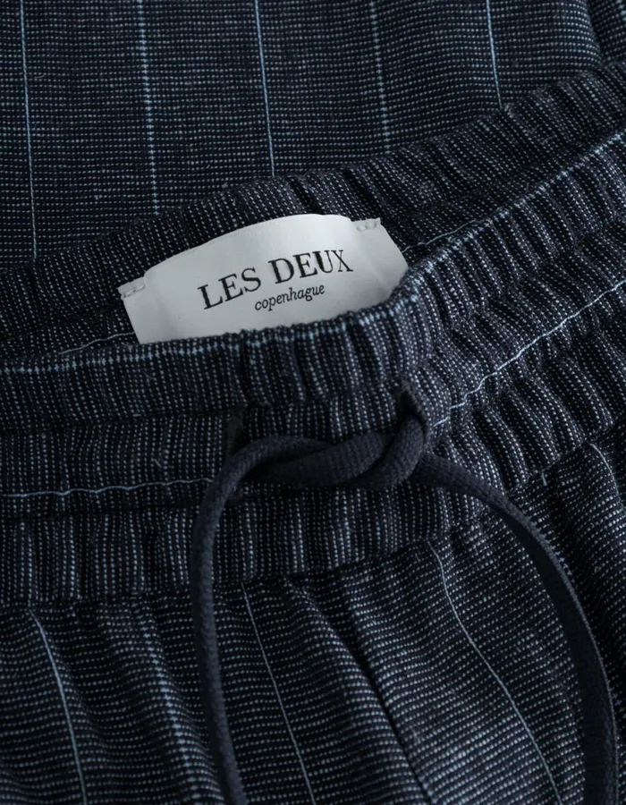 Pants Men Les Deux Patrick Linen Pants 8211 Dark NavyIvory