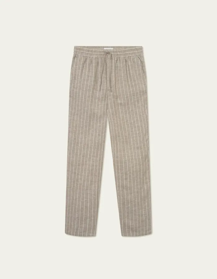 Pants Men Les Deux Patrick Linen Pants 8211 WalnutLight Ivory