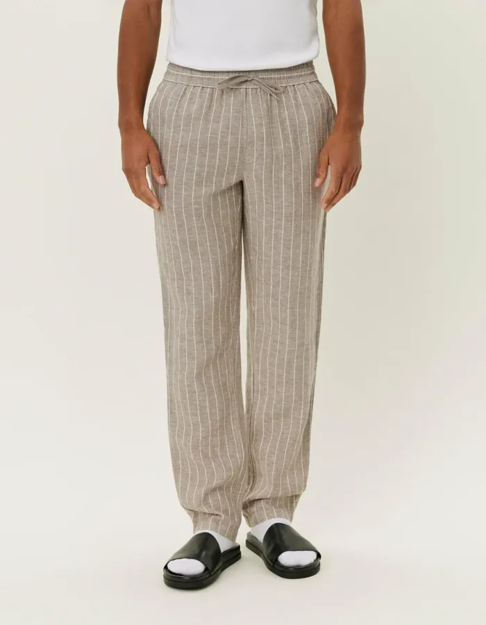 Pants Men Les Deux Patrick Linen Pants 8211 WalnutLight Ivory