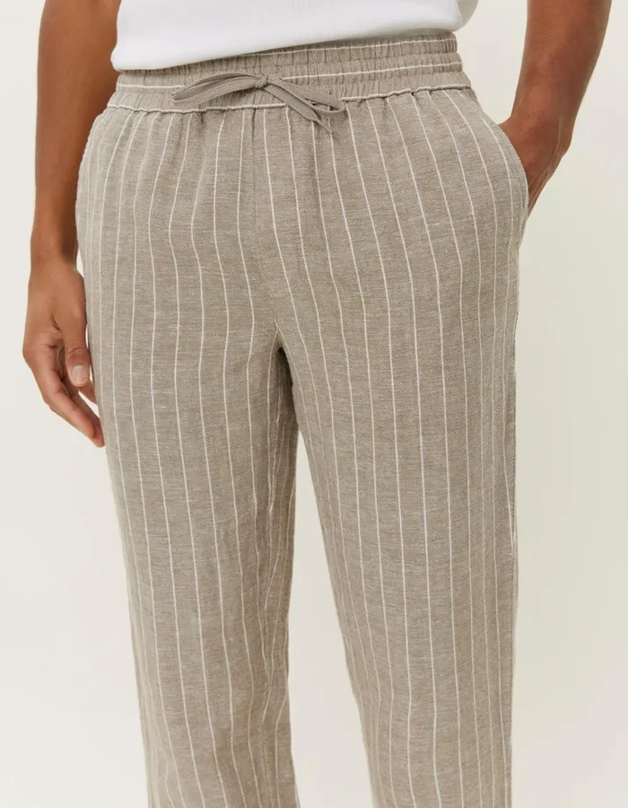 Pants Men Les Deux Patrick Linen Pants 8211 WalnutLight Ivory