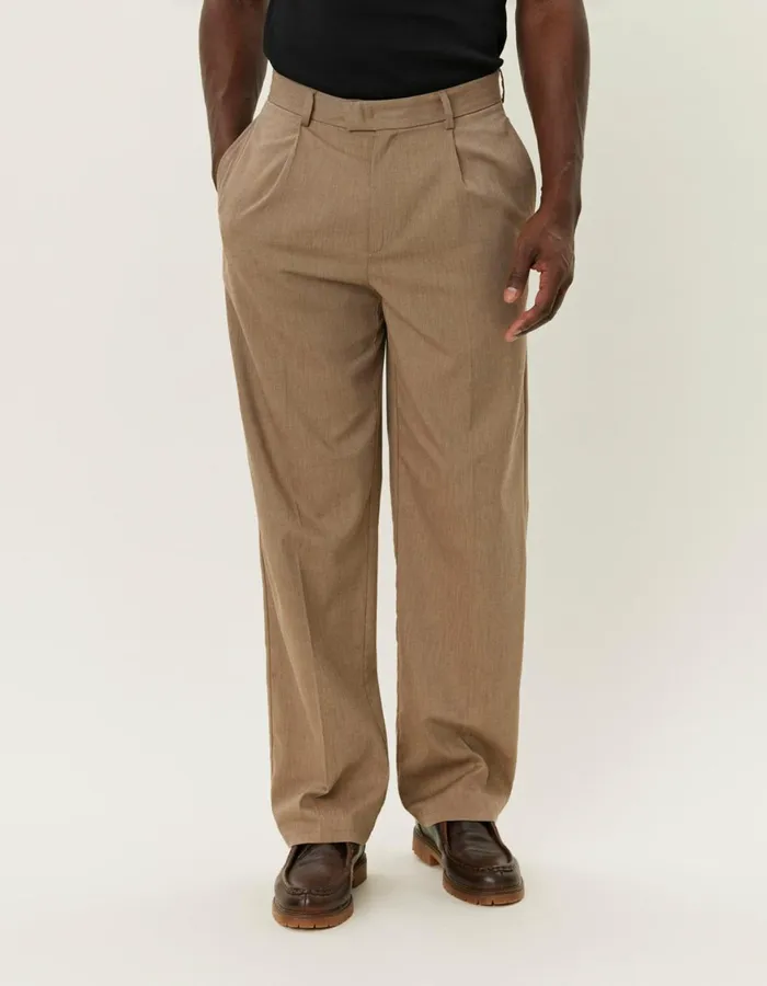 Pants Men Les Deux Reece Pleated Slub Suit Pants 8211 Walnut