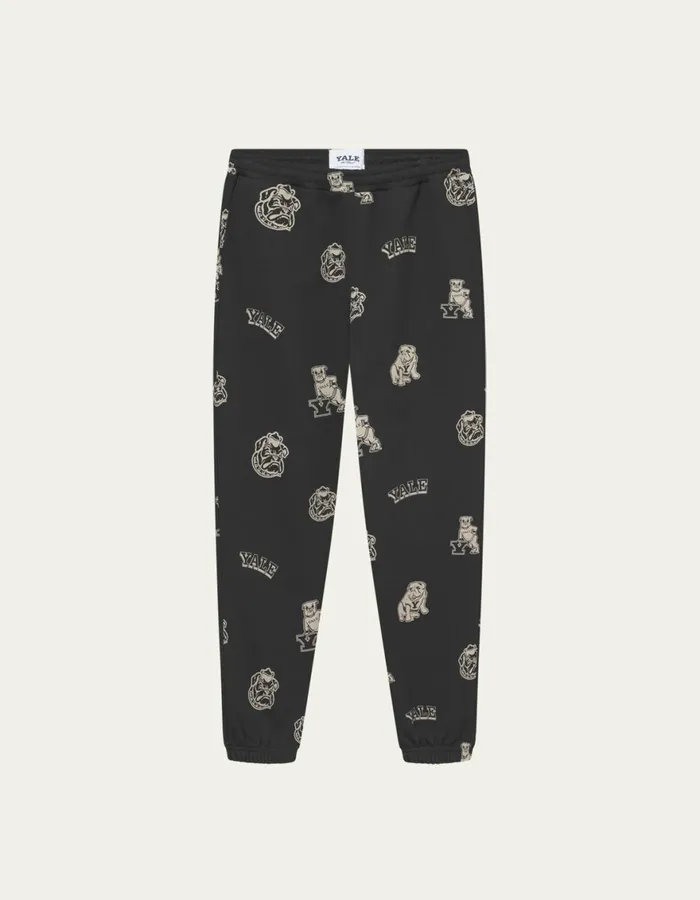 Pants Men Les Deux Yale AOP Logo Sweatpants 8211 BlackIvory