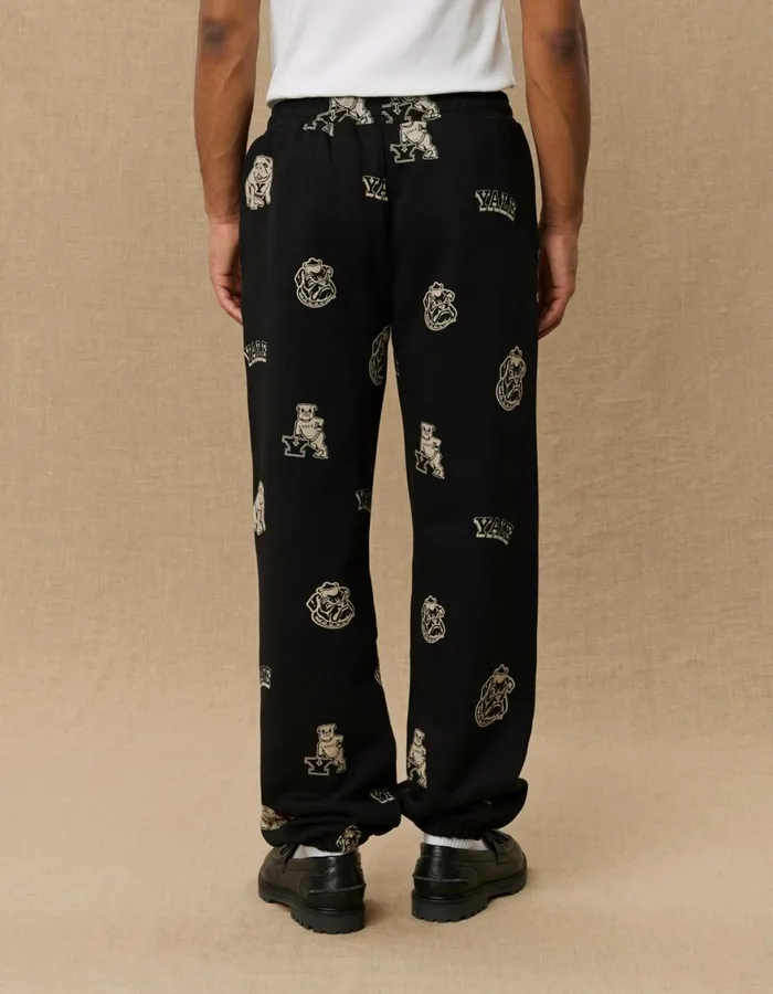 Pants Men Les Deux Yale AOP Logo Sweatpants 8211 BlackIvory