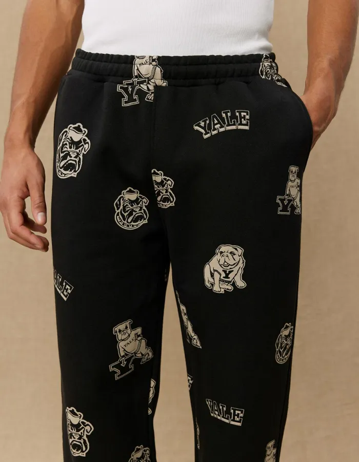Pants Men Les Deux Yale AOP Logo Sweatpants 8211 BlackIvory
