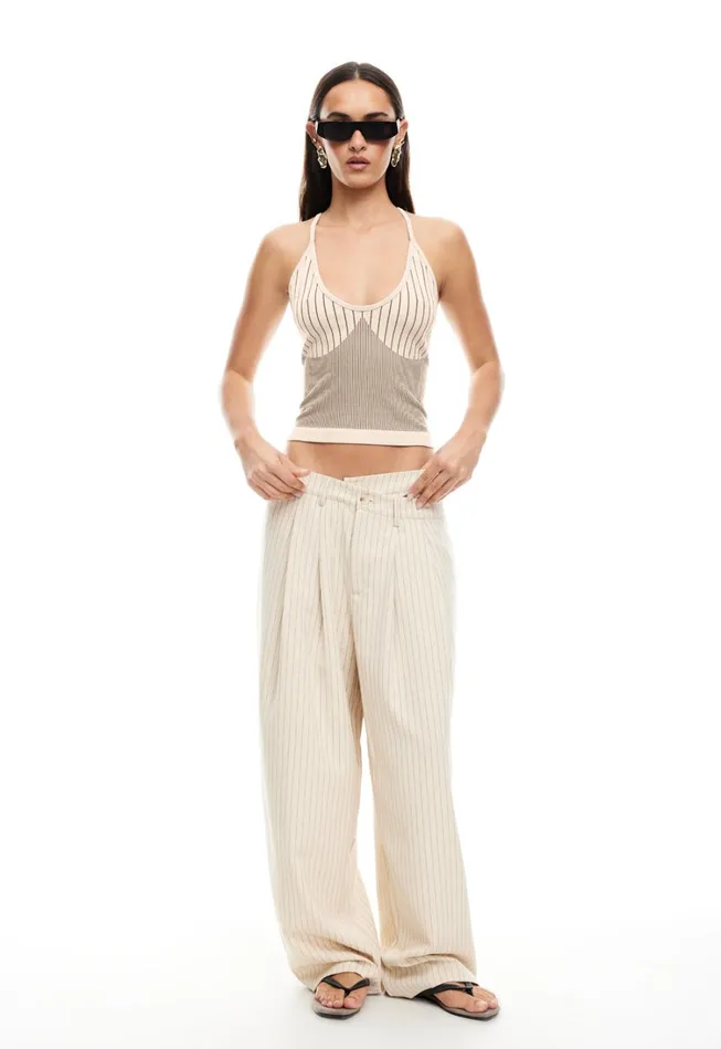Pants Women Lioness Fashion LA MESA PANT Cream Pinstripe Pants Women Lioness Fashion LA MESA PANT Cream Pinstripe
