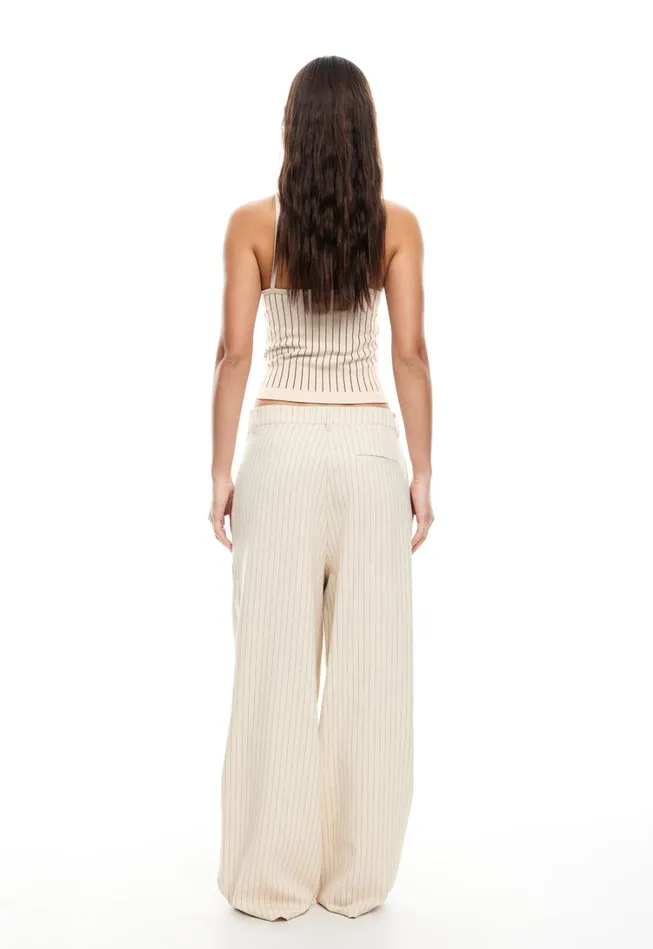 Pants Women Lioness Fashion LA MESA PANT Cream Pinstripe Pants Women Lioness Fashion LA MESA PANT Cream Pinstripe