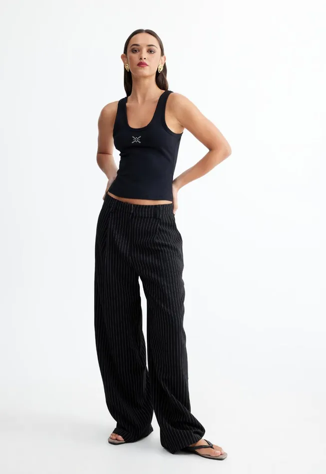 Pants Women Lioness Fashion LEO PANT Onyx Pinstripe Pants Women Lioness Fashion LEO PANT Onyx Pinstripe