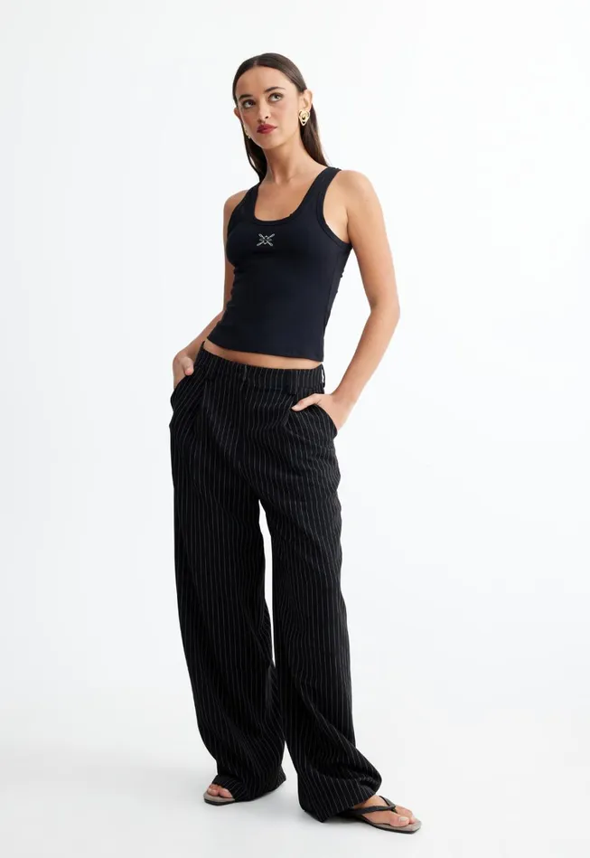 Pants Women Lioness Fashion LEO PANT Onyx Pinstripe Pants Women Lioness Fashion LEO PANT Onyx Pinstripe