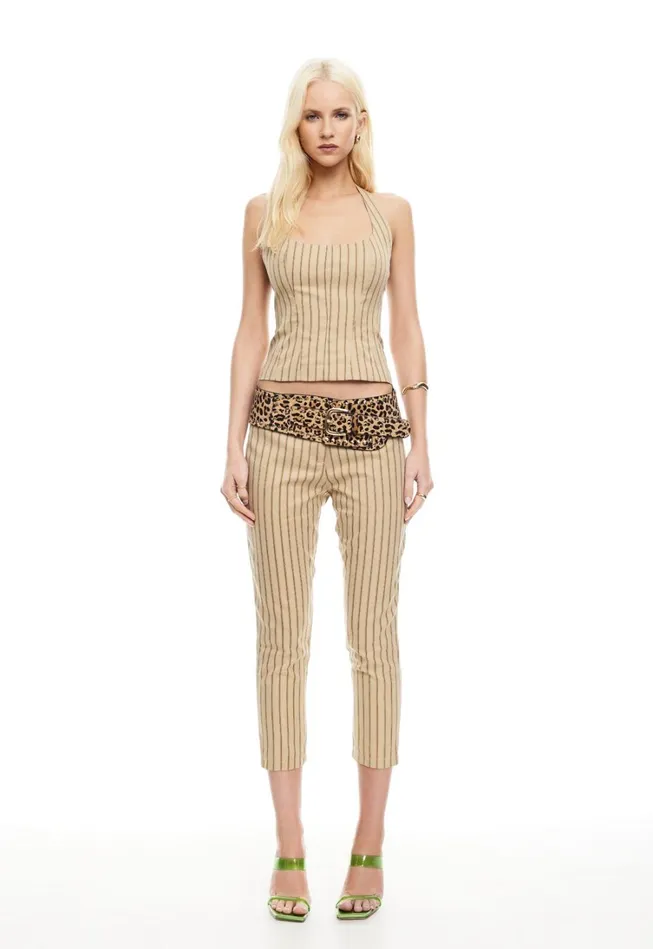 Pants Women Lioness Fashion LES DEUX CAPRI Stone Stripe