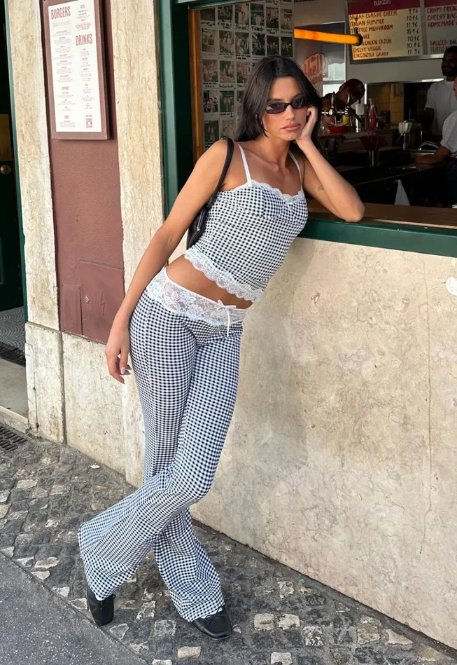 Pants Women Lioness Fashion ON POINTE PANT Black Check Pants Women Lioness Fashion ON POINTE PANT Black Check