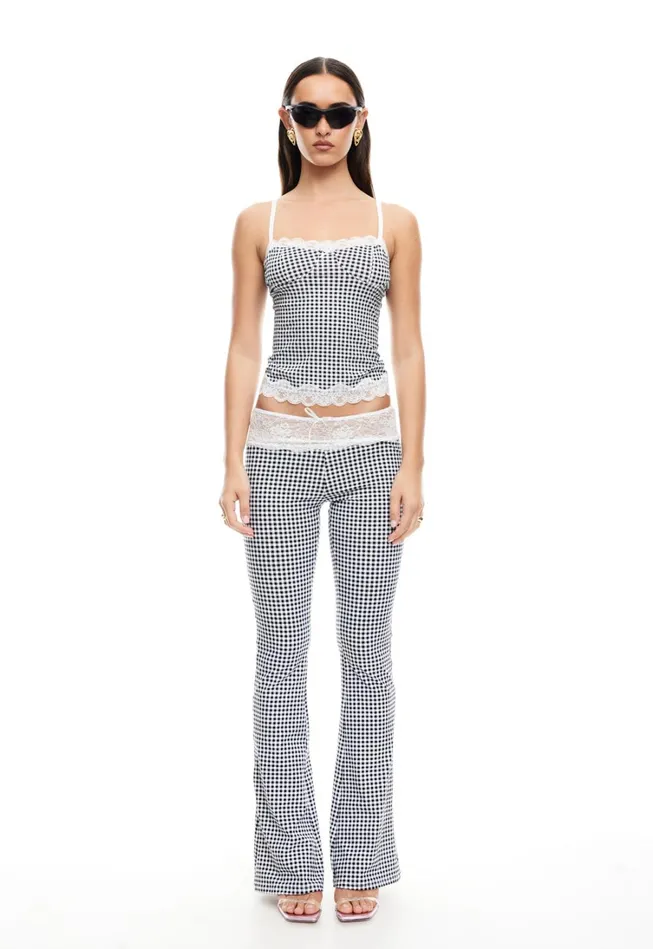 Pants Women Lioness Fashion ON POINTE PANT Black Check Pants Women Lioness Fashion ON POINTE PANT Black Check