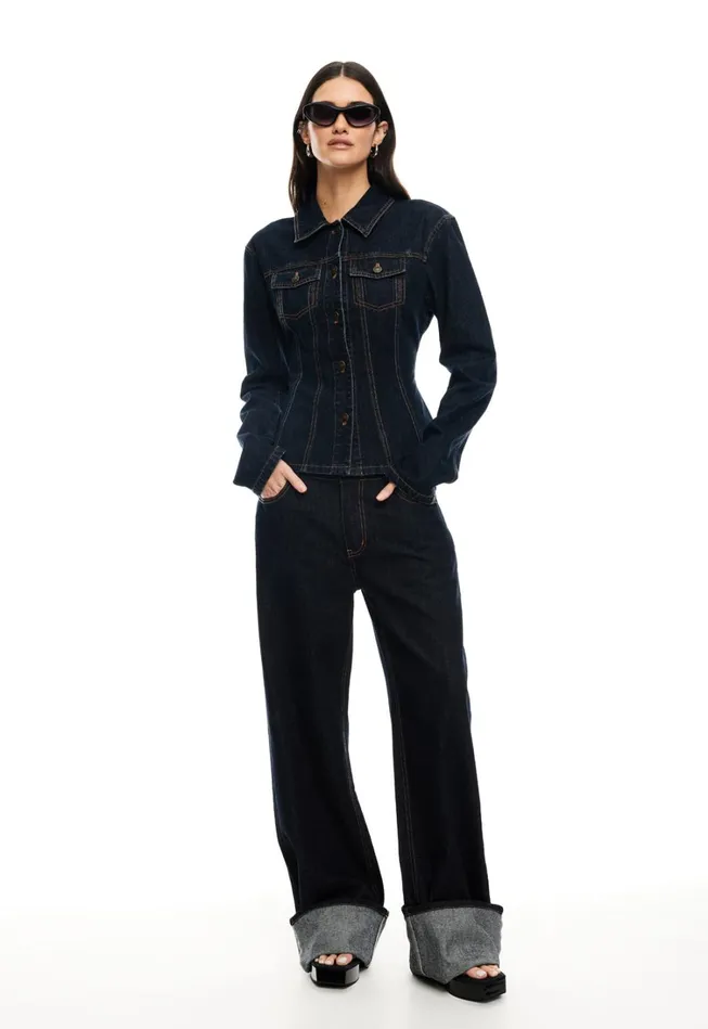 Pants Women Lioness Fashion TOP MODEL CUFFED JEAN Dark Denim
