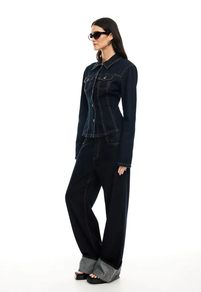 Pants Women Lioness Fashion TOP MODEL CUFFED JEAN Dark Denim Pants Women Lioness Fashion TOP MODEL CUFFED JEAN Dark Denim
