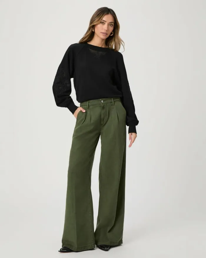Pants Women PAIGE Aurora Wide Leg Pant 8211 Vintage Forester Green