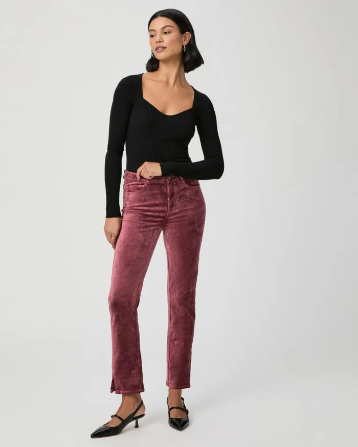 Pants Women PAIGE Cindy Straight Pant 8211 Rose Tea Velvet
