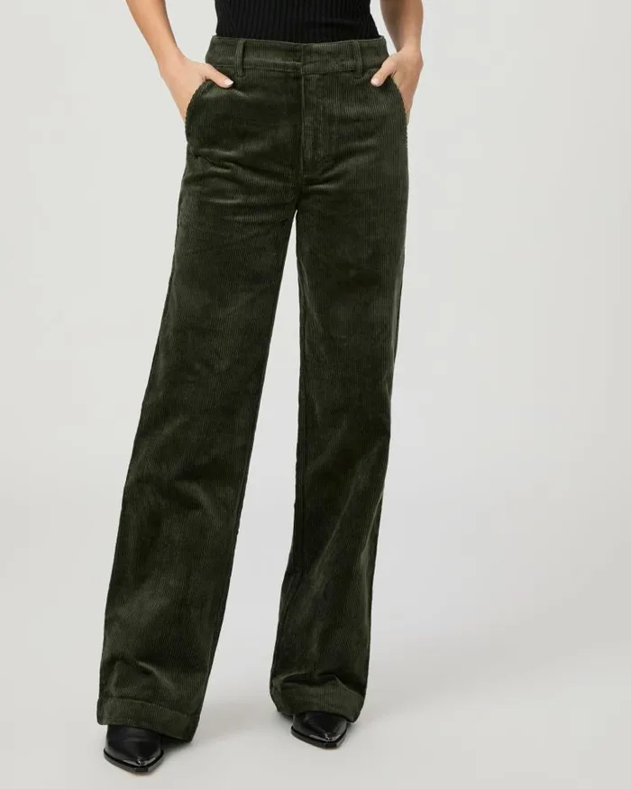Pants Women PAIGE Danielle Trouser 8211 Dark Fern Green Corduroy Pants Women PAIGE Danielle Trouser 8211 Dark Fern Green Corduroy