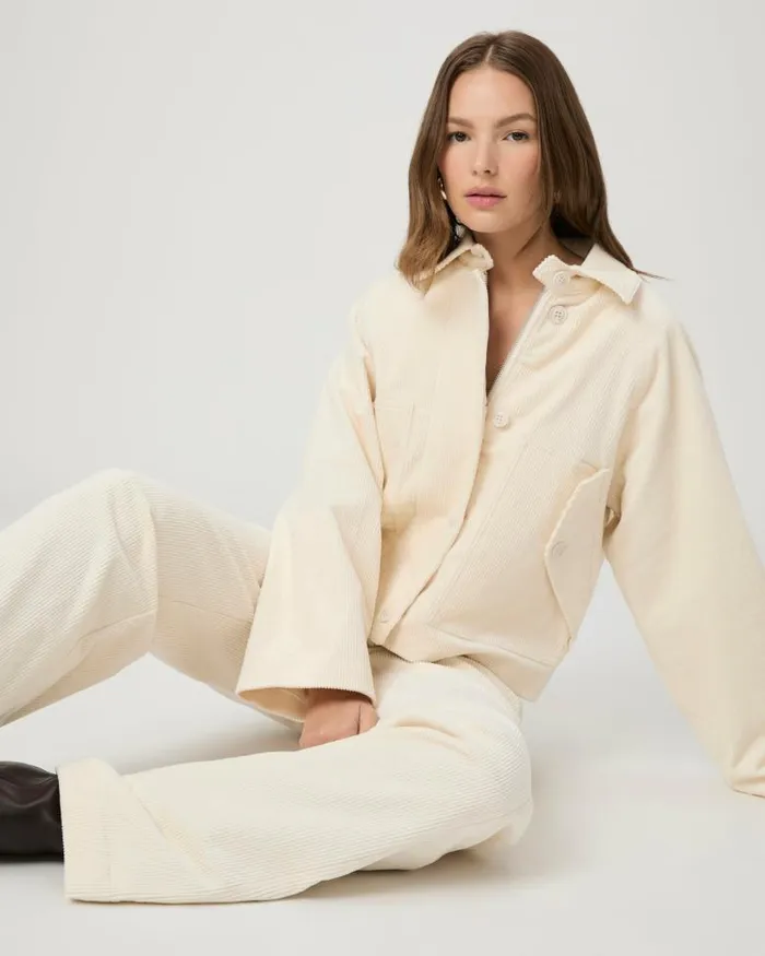 Pants Women PAIGE Danielle Trouser 8211 Ivory Corduroy