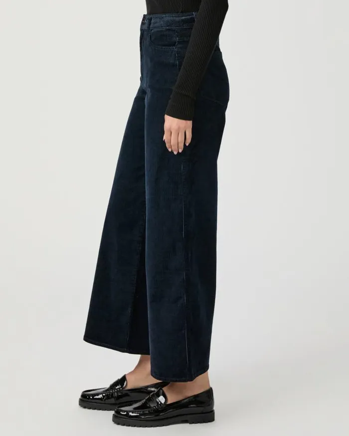 Pants Women PAIGE Harper Ankle Wide Leg Pant 8211 Deep Navy Corduroy