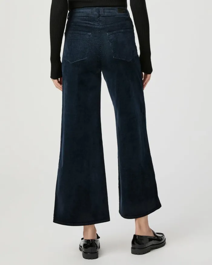 Pants Women PAIGE Harper Ankle Wide Leg Pant 8211 Deep Navy Corduroy