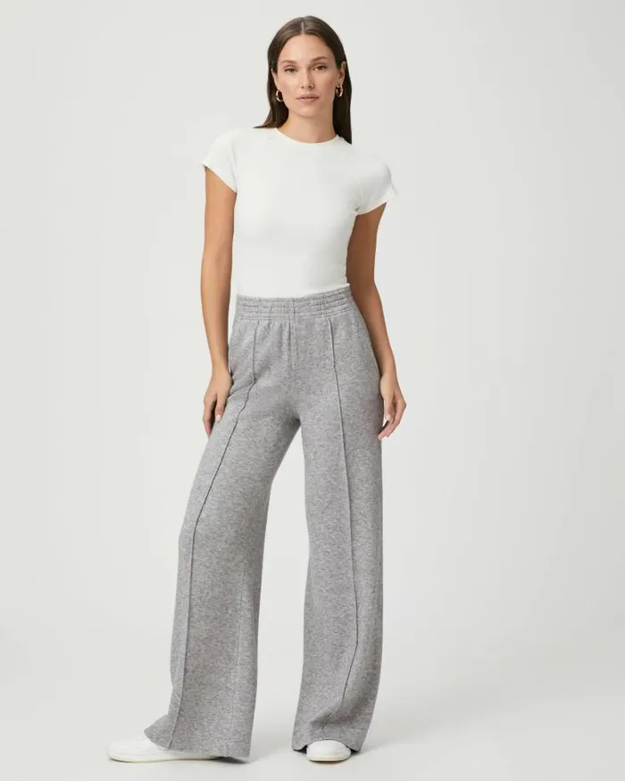 Pants Women PAIGE Harper Wide Leg Pant 8211 Heather Grey