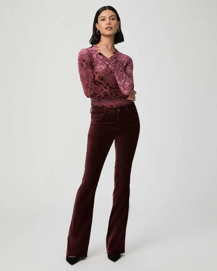 Pants Women PAIGE Laurel Canyon Bootcut Pant 8211 Dark Oxblood Velvet