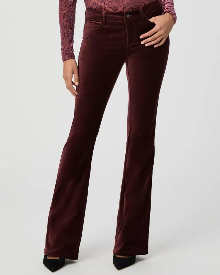 Pants Women PAIGE Laurel Canyon Bootcut Pant 8211 Dark Oxblood Velvet