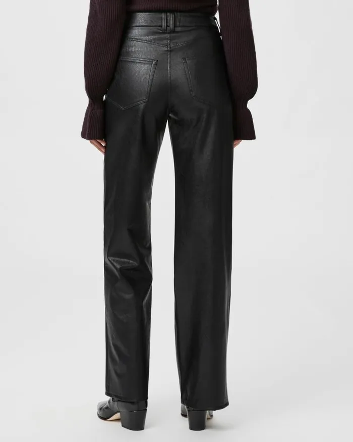 Pants Women PAIGE Sasha Wide Leg Pant 8211 Black Faux Leather