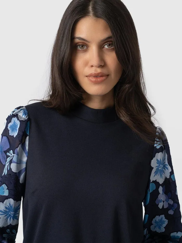 Penny Puff Sleeve Long Sleeve Top 8211 Navy Pop Floral Navy Pop Floral Women Saint And Sofia Casual Tops