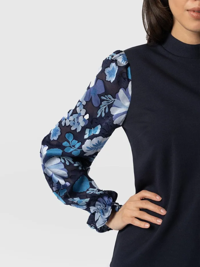 Penny Puff Sleeve Long Sleeve Top 8211 Navy Pop Floral Navy Pop Floral Women Saint And Sofia Casual Tops