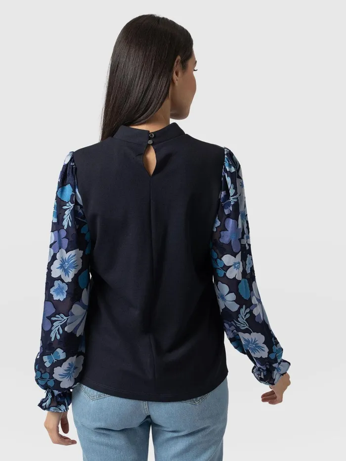 Penny Puff Sleeve Long Sleeve Top 8211 Navy Pop Floral Navy Pop Floral Women Saint And Sofia Casual Tops
