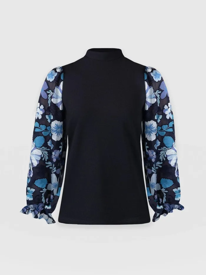 Penny Puff Sleeve Long Sleeve Top 8211 Navy Pop Floral Navy Pop Floral Women Saint And Sofia Casual Tops
