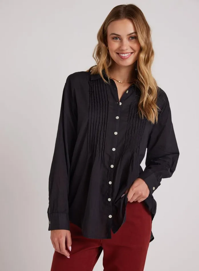 Pintuck Flowy Shirt 8211 Black Women Bella Dahl Button Down